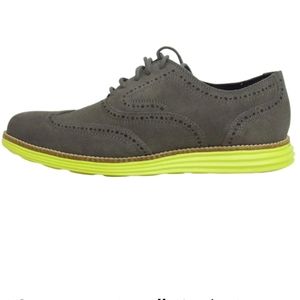 Cole Haan Lunargrand Wingtip II Suede Oxford - C21131 - Gray/Volt - 9 M